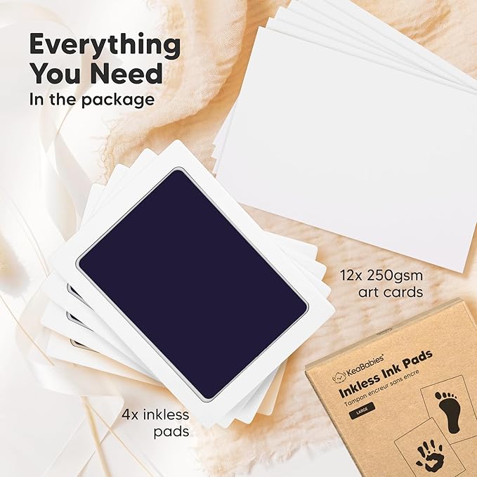 4-Pack Inkless Baby Hand and Footprint Kit - Mess Free Ink Pad for Newborn Keepsake, Dog Nose & Paw Print Kit, Clean Touch Ink Pad for Baby Hand & Footprints, Ideal New Mom Gifts (Twilight, L)-CubbioJoy