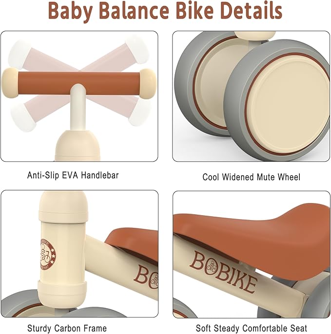 Baby Balance Bike Toys for 12-36 Months Kids Toy Boy and Girls Gifts Toddler Best First Birthday Gift Children Walker No Pedal Infant 4 Wheels Bicycle (Classic, White)-CubbioJoy