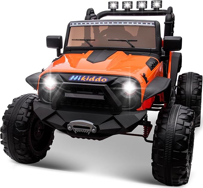 24V 9Ah Ride on Toy for Big Kids, 4WD 2 Seater Ride on Car Truck with Remote Control, 4x200W Motor - Orange-CubbioJoy