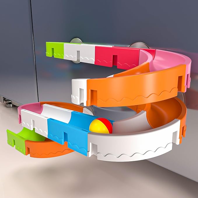 Baby Bath Toys for Toddler 1-3 3-5, Bathtub Shower Building Duck Slide Blocks Toy Marble Run Toys for Kids 1 2 3 4 5 Years Old Toddler Boys and Girls-CubbioJoy