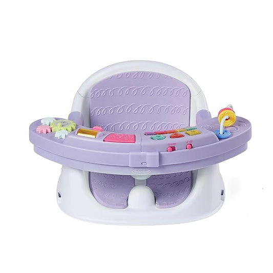 Infantino Music & Lights 3-in-1 Discovery Seat & Booster, Toddler Booster Seat for Dining Table or Kitchen Chair, Baby Activity Center & Snack Tray, Lavender-CubbioJoy