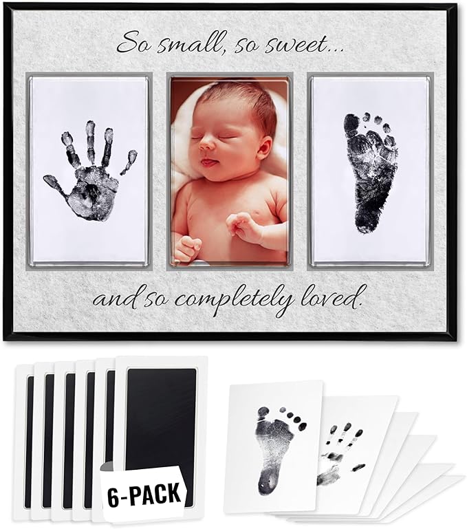 Inkless Hand and Footprint Kit, Baby Keepsake Plaque & Baby Shower Gifts - Ideal as Mom To Be Gift, Nursery Picture Frames, Clean Touch Hand and Footprint Kit (Style 2 - Design 3)-CubbioJoy