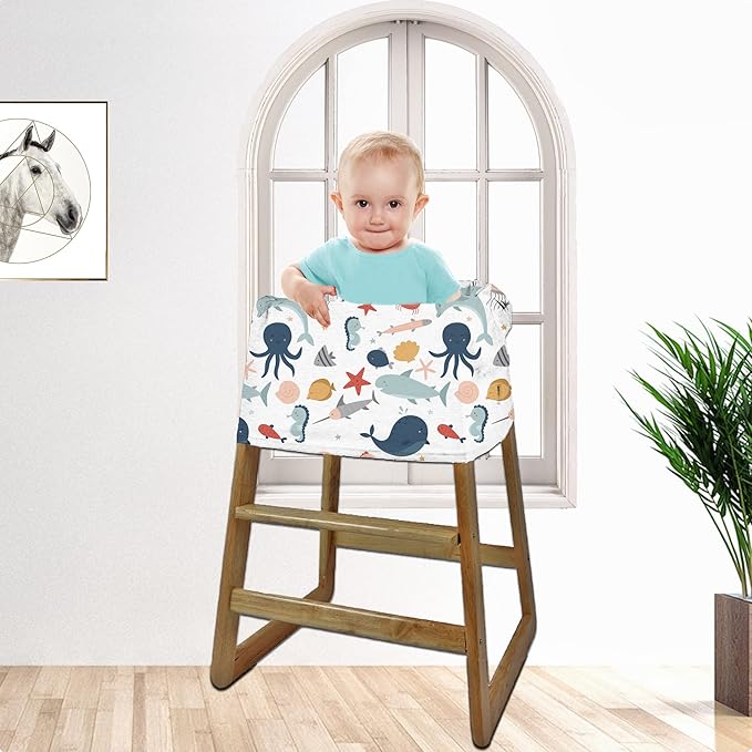 Carseat Cover Boy and Girls - Multi-use Nursing Car Seat Canopy Cover for Breastfeeding, Infant Stroller Cover, High Chair Cover (Cute Fish)-CubbioJoy