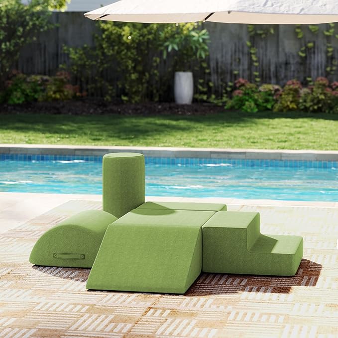 jela Foam Blocks 6Pcs Soft Play Equipment Waterproof Fabric, UV Resistant Toddler Climbing Toys Indoor& Outdoor Soft Play Climbing for Toddlers, Lightweight Climbing Blocks for Babies, Kids (Green)-CubbioJoy