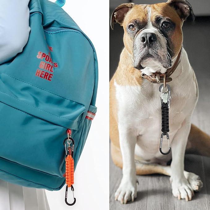 BRAVESHINE Paracord Keychain Carabiner Clip, D Ring Lanyard Hanger Stroller Hook for Water Bottle, Key, Backpacks, Men, Women-CubbioJoy