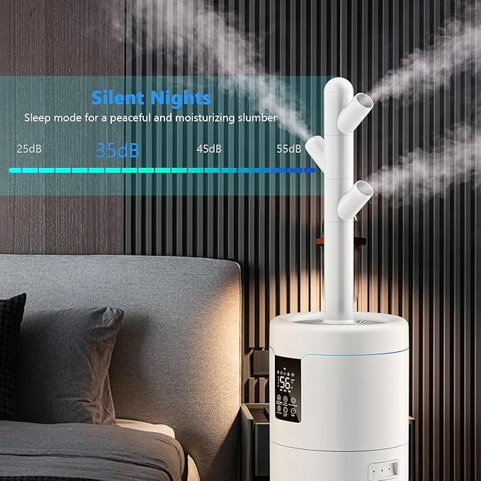 17L/4.5Gal Ultra Large Humidifiers for Bedroom 2000 sq ft, Quiet Humidifiers for Large Room, Tower Humidifier with 4 Mist Mode & Extension Tube for Home School Office Commercial Greenhouse Plants-CubbioJoy