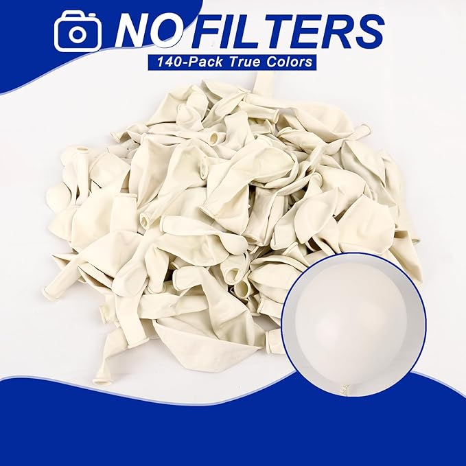 140pcs White Round Balloons Different Sizes 18 12 10 5 Inch Latex Balloons for Arch Decoration Party Balloon Kit for Graduation Birthday Party Wedding Balloon Baby Shower Decoration-CubbioJoy