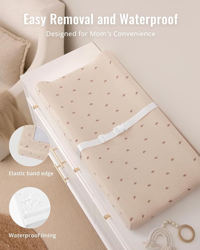 Blissful Diary Muslin Baby Changing Pad with Waterproof Lining Foam, Diaper Changing Table Pad with Cover for Dressers (Sunshine, Rectangular)-CubbioJoy