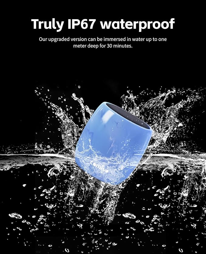 comiso Small Bluetooth Speaker, IPX7 Waterproof Speaker with Robust Bass and Stereo Sound, Wireless Speakers with Hands-Free Call, Portable Speakers for Hiking, Car or Trip, Ideal Gift for Men, Women-CubbioJoy