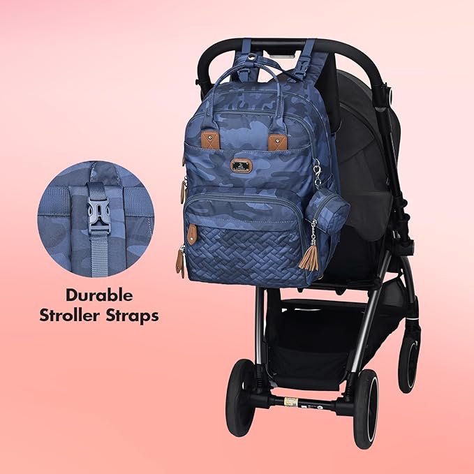 Dikaslon Diaper Bag Backpack with Changing Pad, Pacifier Case and Stroller Straps, Large Unisex Baby Bags for Boys Girls, Camo-CubbioJoy