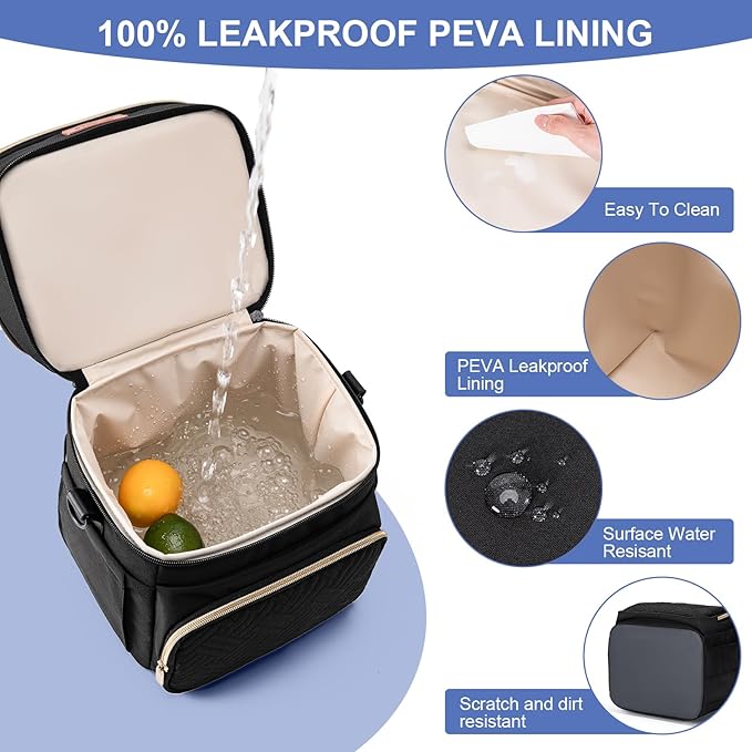 Insulated Breastmilk Cooler Bag with Ice Pack - Holds 6x9oz Bottles, Leakproof Double Layer, Baby Bottle Cooler Bag with Adjustable Strap for Nursing Moms, Daycare & Travel-CubbioJoy