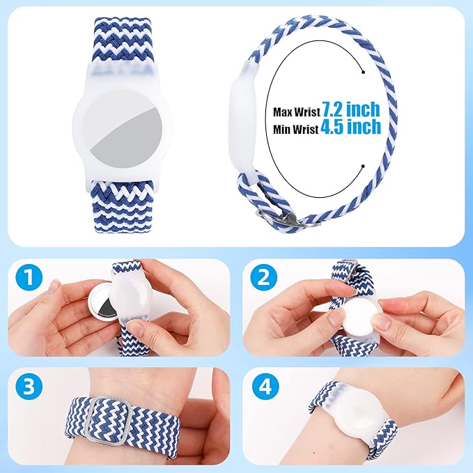 Bracelet for Kids Compatible with AirTag, Nylon Stretch Braided Air Tag Wristband, Protective Case for Airtag GPS Tracker Holder, Adjustable Elastic Watch Band for Toddler Child Elder (Rainbow)-CubbioJoy