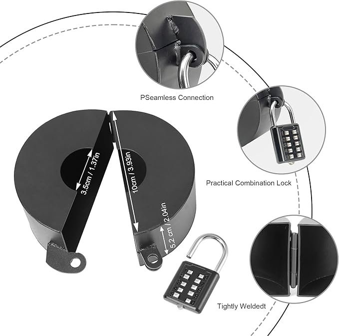 Door Knob Lockout Device with Padlock,Temporary Door Handle Lock Cover for Dementia Patients, Outdoor Water Faucet Lock Cover for Hose Bib Lock、Propane Tank Lock、Water Spigot Lock-Black-CubbioJoy