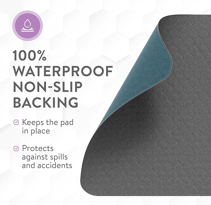 Inspire Underpads | Stain Hiding Gray Reusable Incontinence Bed Pads | Waterproof Mattress Pad | for Adults Babies and Dogs (34 X 52)-CubbioJoy