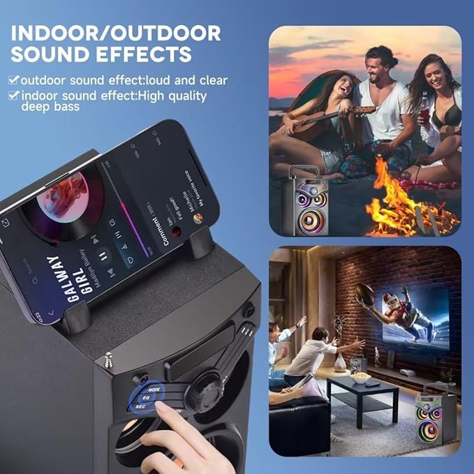 Karaoke Machine,Portable Bluetooth Karaoke Speaker with 2 Wireless Microphone for Adults Kids,with 20W(Peak) Speaker,Handle &RGB Lights,Supports TF Card/USB/Aux in/TWS,for Home,Party-CubbioJoy