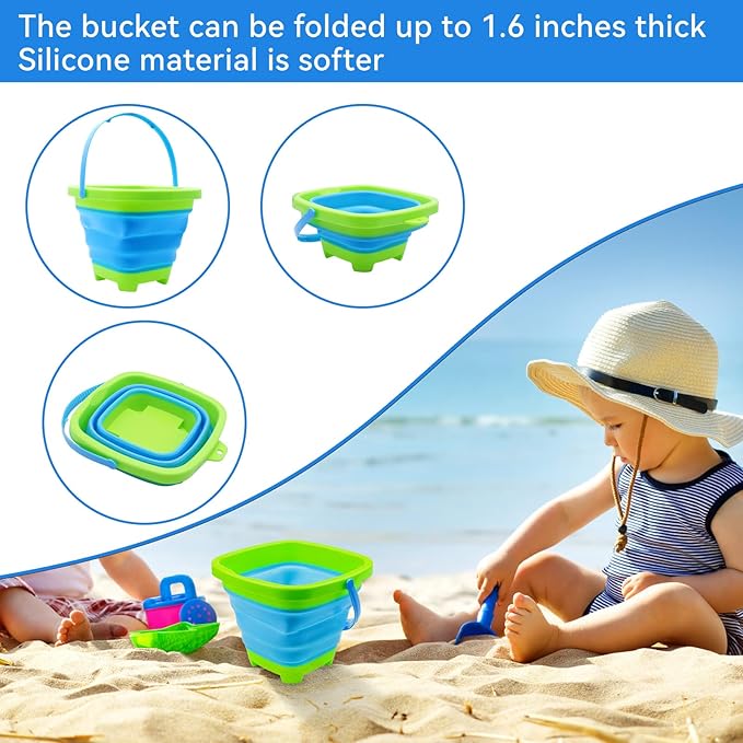 2PCS Fishing Net with Bucket, Telescopic Fishing Landing Net, Collapsible Kids Sand Bucket, Kids Fish Butterfly Catching for Freshwater Saltwater Outdoor Activities-CubbioJoy