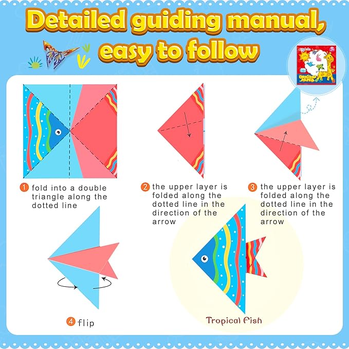 Aigybobo Origami Paper Set, 308PCS Kids Craft Paper Kit with Instructional Book for Girls Age 6,7,8,9,10,11,12, Art Projects Supplies for School Class Craft Lessons- Christmas Gifts for Boys&Girls-CubbioJoy