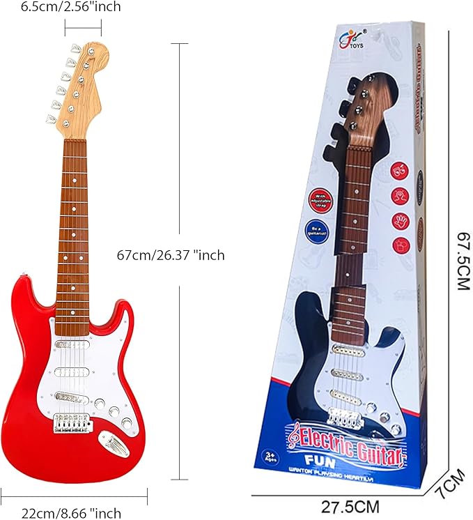 26 Inch Guitar Toy for Kids,Portable Guitar Toy Musical Instrument Toy, Educational Learning Musical Instrument Toy for Ages 3-12 Children Birthday Present for Beginner Children Boys Girls-CubbioJoy