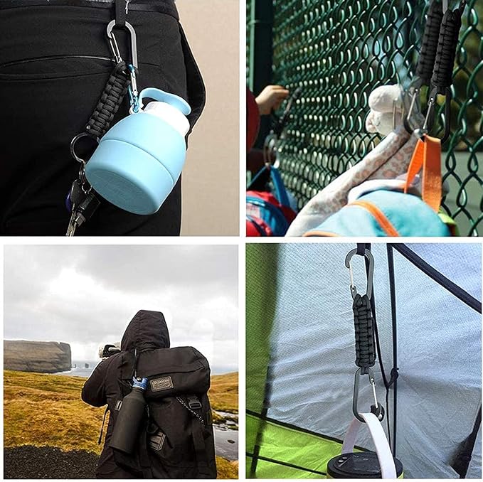 BRAVESHINE Paracord Keychain Carabiner Clip, D Ring Lanyard Hanger Stroller Hook for Water Bottle, Key, Backpacks, Men, Women-CubbioJoy