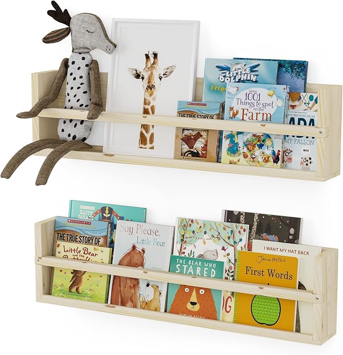 Brightmaison Polynez 30" Floating Shelves for Nursery & Kids, Set of 2 Unfinished Multiuse Wall Shelf-CubbioJoy