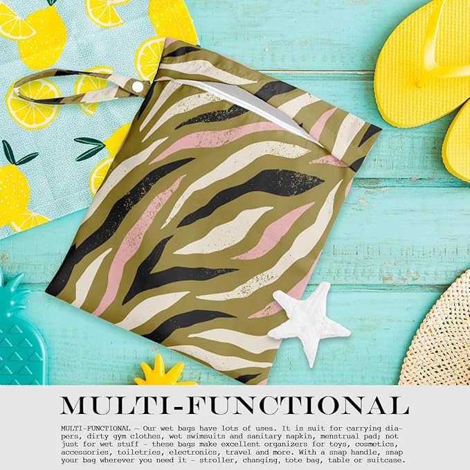Wet Bag, Wet Dry Bag, Wet Bag for Swimsuit, Travel, Beach, Pool, Diapers, Dirty Yoga Gym Clothes, Makeup Bag, Waterproof Tropical Palm Leaves Decor Jungle Palm Leaf Favors-CubbioJoy