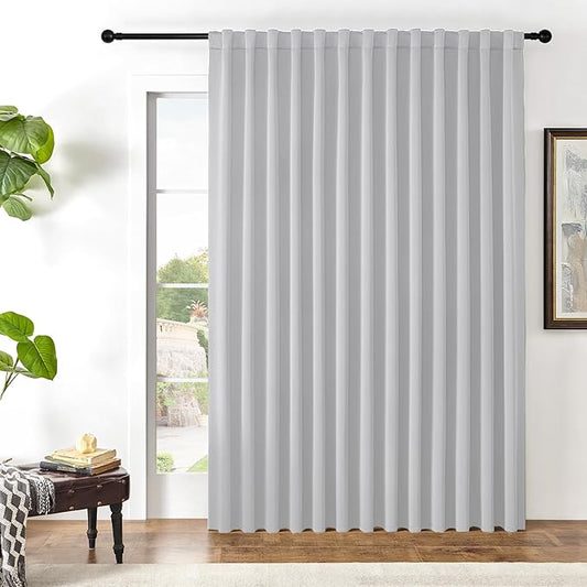 Joydeco Custom Blackout Curtains for Bedroom, 1 Panel Room Darkening Curtains & Drapes for Living Room Window Rod Pocket Back Tab (Custom Size,Greyish White)-CubbioJoy
