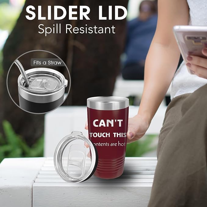 iProductsUS Personalized Tumbler with Slider Lid, Stainless Steel 20 oz Coffee Mug Engrave Names, Vacuum Insulated Custom Cup, Gift Idea for Dad, Husband, Him (Maroon)-CubbioJoy