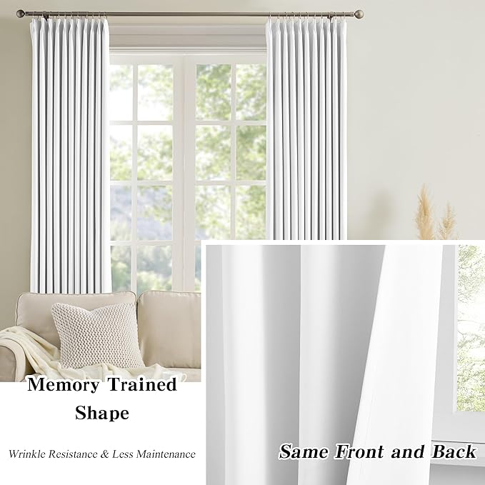 KEQIAOSUOCAI Extra Long Pleated Curtains 120 Inches Long 10 ft Length,Luxury Pinch Pleats Drapes for Sliding Door, Window Curtain Panels Sweep to Floor for Villa 40x120,Set of 2-CubbioJoy