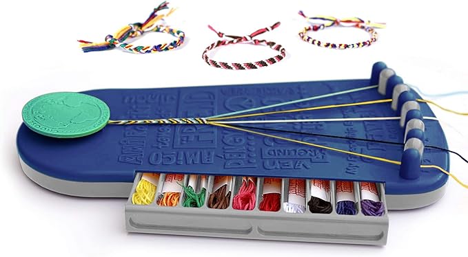 Choose Friendship Bracelet Making Kit – 20 Pre-Cut Threads, Portable Loom with Storage, Makes 8 Bracelets, Craft Gift for Kids Ages 8+, Dark Blue “Blueberry”-CubbioJoy