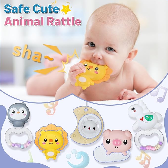 Baby Mobiles for Cribs, Crib Mobile with Music and Lights, Nursery Musical Mobile for Bassinets Hanging Toys with Remote Control, Rotation, Projection, Animal Mobile Arm Clip On for Infant Boys Girls-CubbioJoy