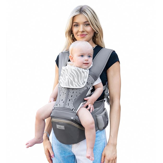 Baby Carrier Pro, MOMTORY Safety-Certified 6-in-1 Ultra Storage Baby Carrier Newborn to Toddler, Detachable Baby Holder Carrier with Hip Seat, Ergonomic Cozy Baby Front and Back Carrier for 7-50lbs-CubbioJoy