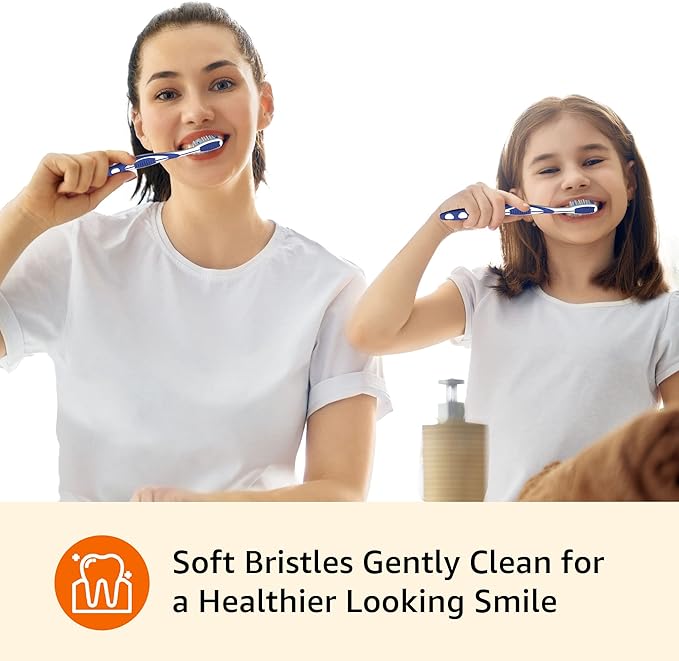 Amazon Basics Orbit Toothbrushes, Soft, Full, 4 Count, Assorted Colors (Previously Solimo)-CubbioJoy