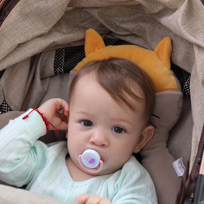 KAKIBLIN Baby Neck Pillow, Upgraded Baby Support Pillow,Head Pillows for Carseat, Newborn Neck Support for Car Seat,Pushchair,Travel(Brown)-CubbioJoy