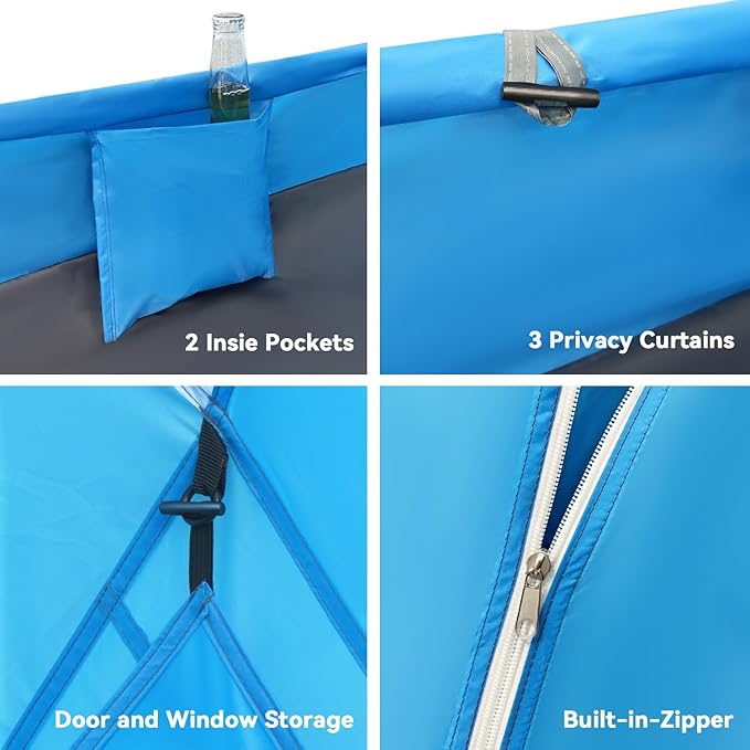 Beach Tent, Portable Sun Shelter for 2/3/4/6-8 Person with UPF 50+ UV Protection, Easy Setup Waterproof Beach Shade Canopy Cabana for Family Outdoor and Picnics, Fishing with Carrying Bag-CubbioJoy