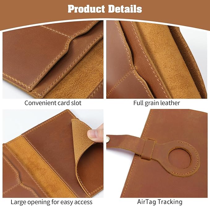 Jack&Chris Genuine Leather Passport Holder For Travel, RFID Blocking Handmade Passport Holder with Card Case Organized & Safe, Quality Travel Essentials for Women and Men for Gifting, Light Brown-CubbioJoy