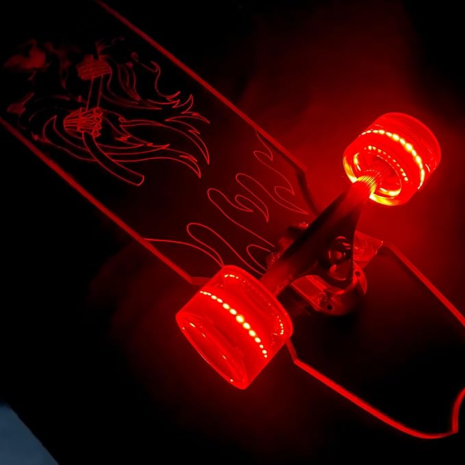 Clear Longboard Skateboard - Transparent Acrylic Long Boards with Light-Up LED Wheels for Smooth Rides - Ride The Streets in Style with Longboard Built for Beginners & Pros Alike-CubbioJoy