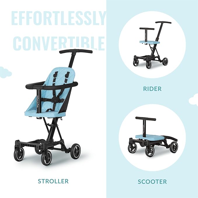 Dream On Me Lightweight and Compact Coast Rider Stroller with One Hand Easy Fold, Adjustable Handles and Soft Ride Wheels, Sky Blue-CubbioJoy