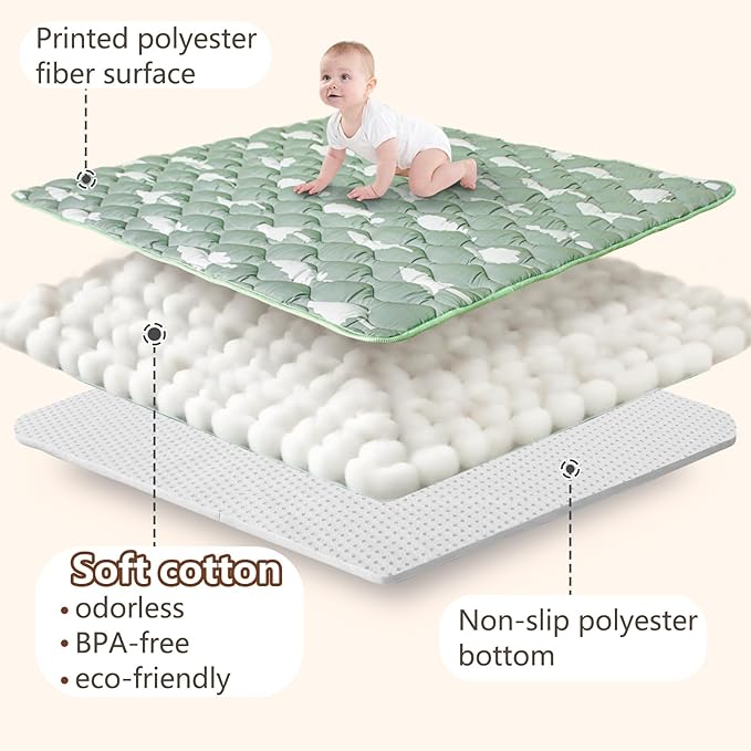 Baby Play Mat, 50x50 Playpen Mat with Super Soft Touch, Activity Mats with Upgraded Anti-Slip Bottom, Machine Washable Crawling Mats for Floor & Picnic(Trees)-CubbioJoy