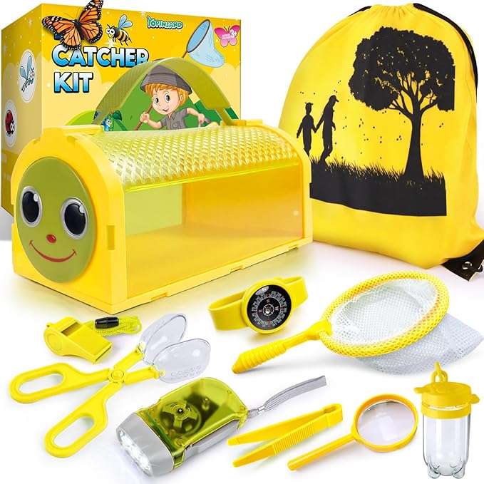 Bug Catcher Kit & Outdoor Explorer Kit for Kids, 10 Pcs Bug Catching Kit with Toy Cage, Backpack, Flashlight, Manifying Glass, Toy Net, Outdoor Exploration Toys Gift for Boys Girls 3-12-CubbioJoy