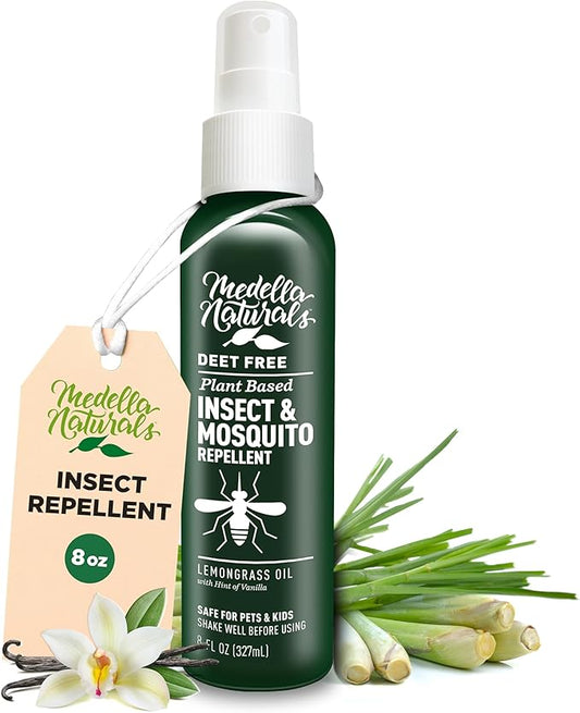 Deet-Free Insect & Mosquito Repellent 8oz – Nice Smelling Insect Repellent with Lemongrass Oil Safe for Pets and Kids – Bug Spray Against Mosquitoes, Gnats, Black Flies, No-See-ums, and Other Insect-CubbioJoy