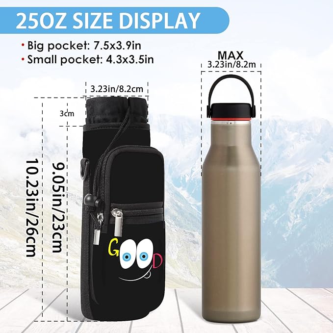 25/32/40/64oz Water Bottle Bag Holder Carrier-Insulated Crossbody Sling Case Sleeve with Strap & Pockets for Men Women Gym Cycling Travel Walking Hiking Camping-CubbioJoy