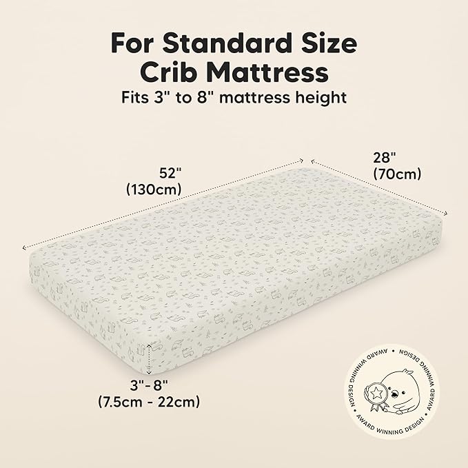 KeaBabies 2-Pack Organic Crib Sheets for Boys, Girls - 52x28 Fitted Crib Mattress Sheet Neutral, Breathable Jersey Cotton Cover for Baby Bed, Toddler Mattress, Soft & Cute Prints (Pine Grove)-CubbioJoy