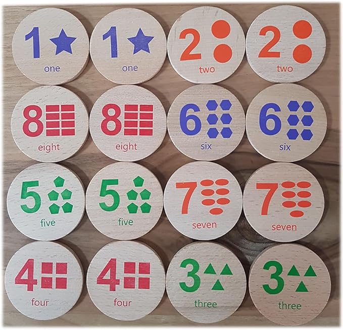 bee smart Wooden Memory Game - Matching Memory Game for Kids 3 and Up, 16Pcs | Educational Toy for Preschool Toddlers Board Games (Numbers)-CubbioJoy