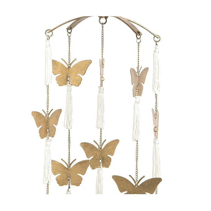 Crane Baby Handcrafted Brass Ceiling Hanging Mobile for Nursery, Butterfly Nursery Decor for Girl, 6"x 6" x 36", Baby Girl Nursery Decor, Butterfly Mobile-CubbioJoy