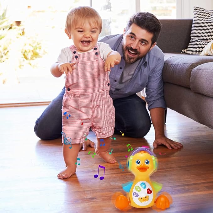 Baby Musical Duck Toy Dancing Crawling Tummy Time, Light Up Infant Toys 0-3-6 6-12 12-18 Months Gifts for 1 2 Year Old Boys Girls Baby Learning Development Toddler Toys Age 0-2-CubbioJoy