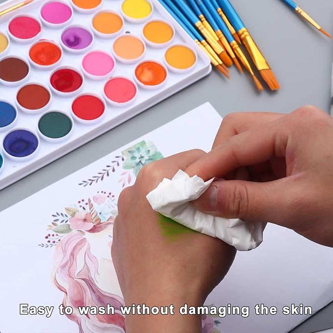 AROIC 36 Colors Watercolor Paint Set, Watercolor Pan Set with 10 Nylon Brushes and 6 Refillable Water Brushes. Perfect for Adults, Children and Beginner Artists.-CubbioJoy