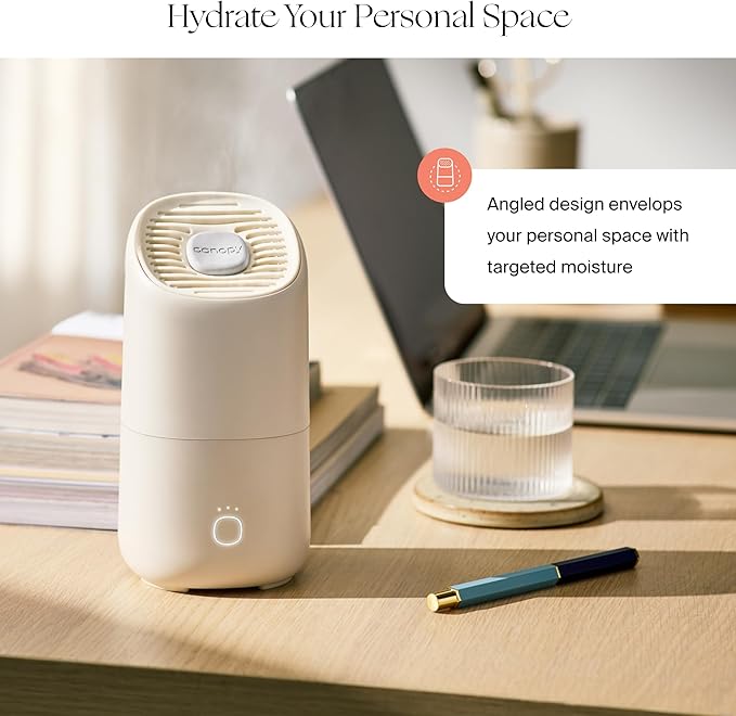 Canopy Portable Misting Humidifier - Cordless 11 HR Run Time, 500 mL, TSA Approved Travel Humidifier - Alleviate Symptoms of Allergies, Flu, Cold, Dry Skin - Includes Aroma & Adapter - Cream-CubbioJoy