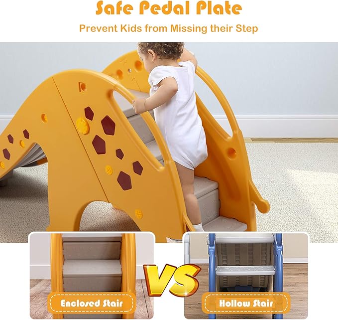 BABY JOY Toddler Slide, Kids Large Slide Play Climber Set with Long Slipping Slope, Basketball Hoop and Ball, Enclosed Steps, Easy Assemble Indoor Outdoor Backyard Freestanding Slides for Kids Age 1-8-CubbioJoy