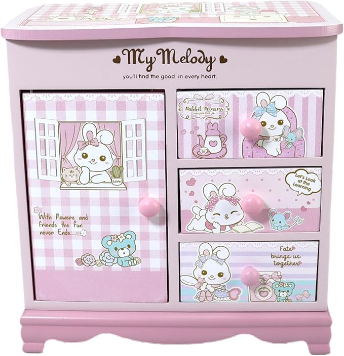 Children jewelry box for girls Pink Cute bunny girls jewelry box Little girl birthday christmas Gift kids jewelry box-CubbioJoy