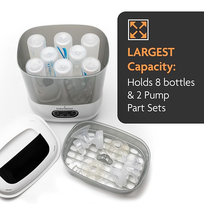 Baby Brezza Bottle Sterilizer and Dryer Advanced – 33% Faster - Largest Capacity Steam Sanitizer - Universal Sterilization Machine for All Bottles + Pump Parts - HEPA Air Filter-CubbioJoy